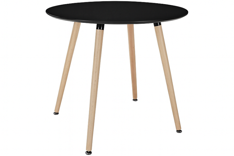 Okrągły stół skandynawski 80 cm czarny mat na bukowych nogach