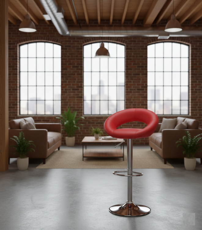 HOKER FOCUS czerwony Skóra Eko Chromowana Podstawa Regulowany Loft aranżacja loft.png