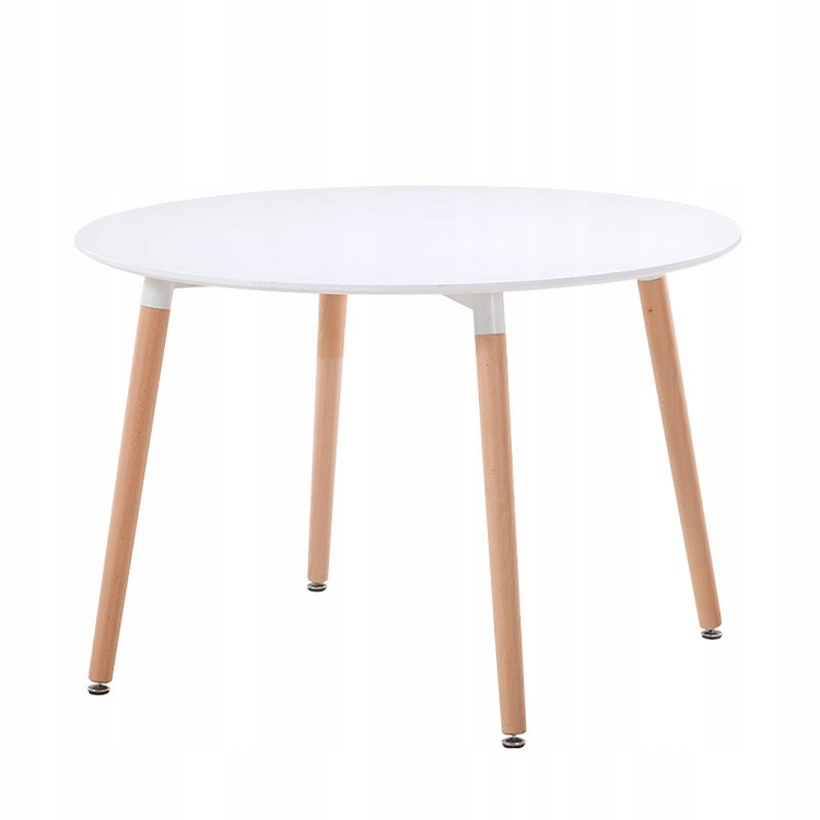 Biały okrągły stół skandynawski 80 cm na drewnianych bukowych nogach miniaturka .png
