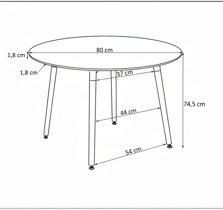 okrągły stół skandynawski 80 cm na drewnianych bukowych nogach dane techniczne .png