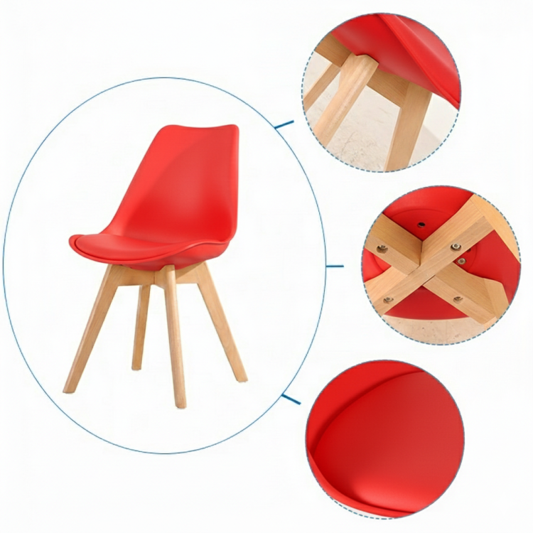 Czerwone siedzisko z ekoskóry z miękką poduszką krzesła F.H. Angel.png