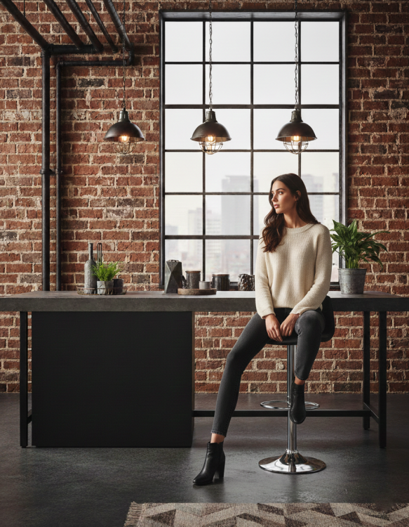 Krzesło Barowe Loftowe Hoker ORIO Kuchnia Wyspa Czarny Pikowany Metal loft aranżacja.png