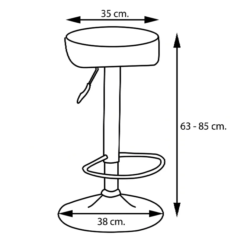 Wymiary i wysokość regulacji hokera barowego Remo różowy chrom 63-85 cm